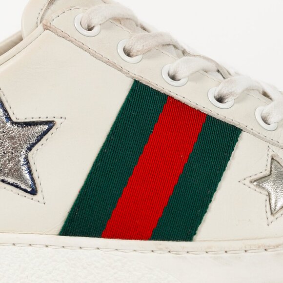 Gucci Ace Stars White Leather Low-Top Sneakers - Picture 7 of 13